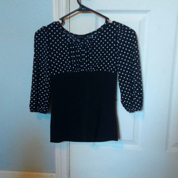 My Michelle Tops - Black and white polka dot shirt